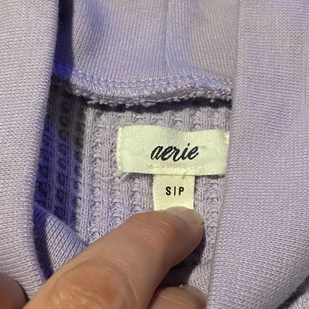 Aerie Lavender Waffle Knit Cropped Mock Neck Long Sleeve Y2K Soft Girl Top Small